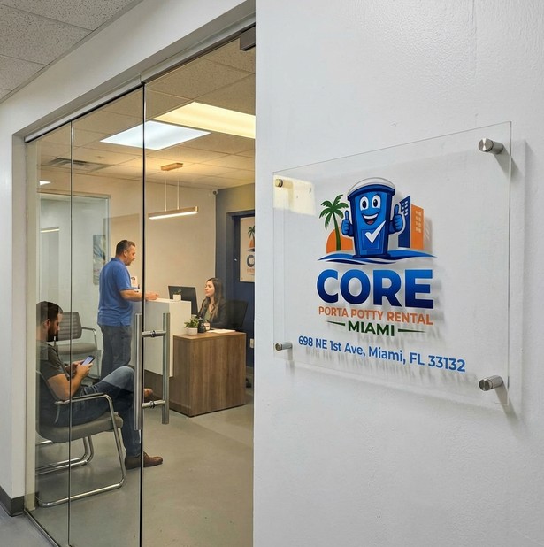 Core Porta Potty Rental Miami signage